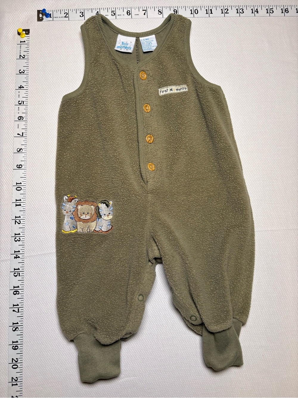 Vintage First Moments Baby Fleece Romper 3-6 Months Safari Animals